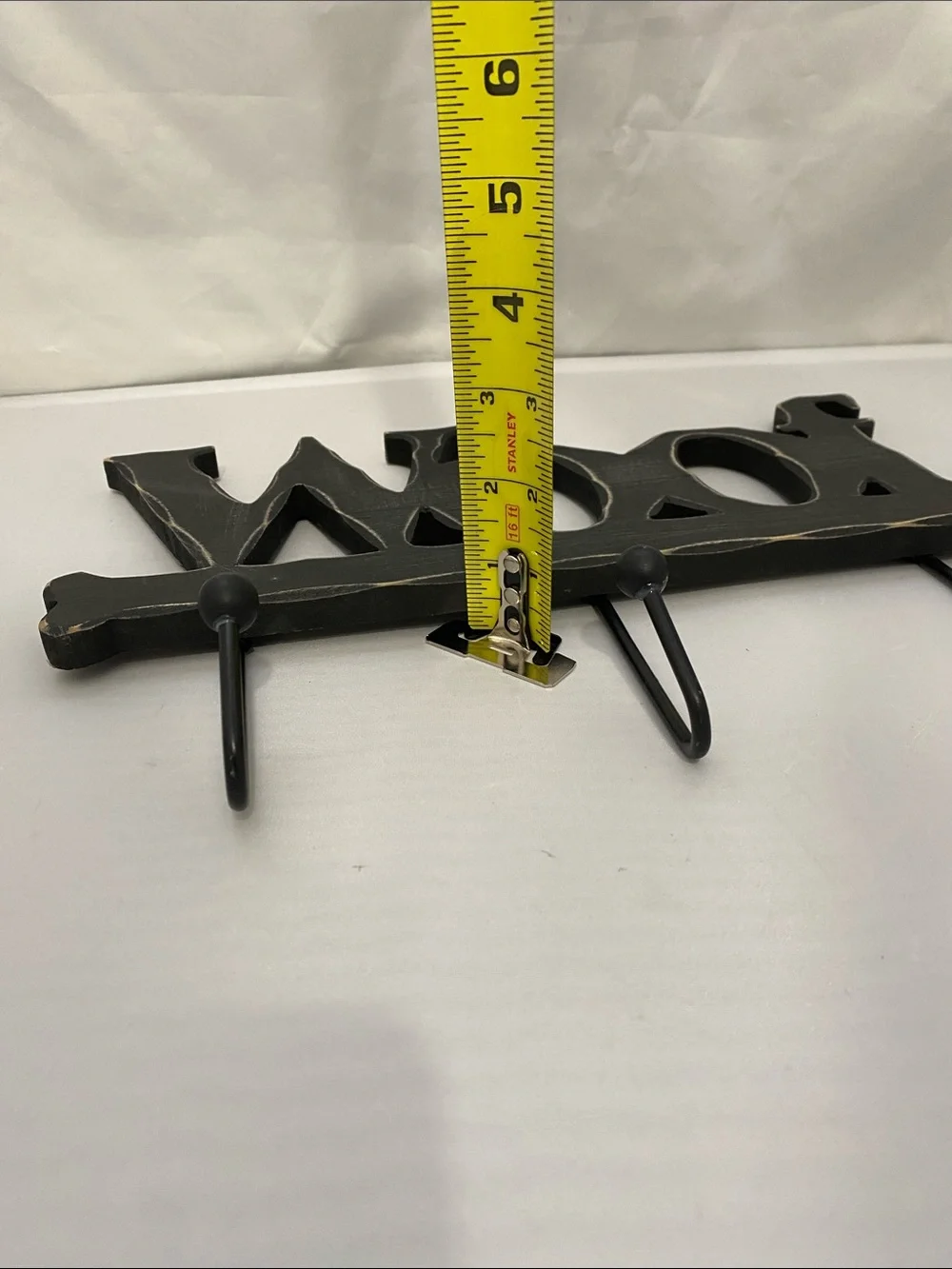 Woof Wall Hook Rack in Distressed Black - Home Wall Decor